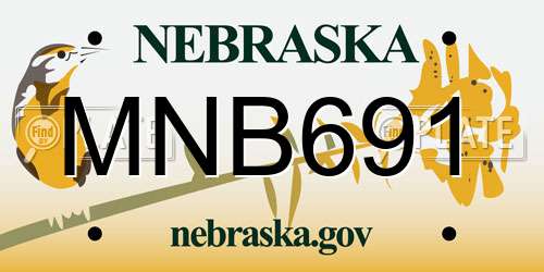 MNB691 Nebraska License Plate