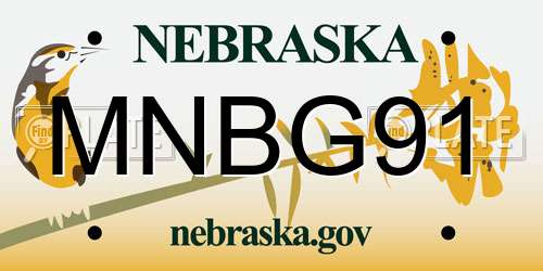 MNBG91 Nebraska License Plate