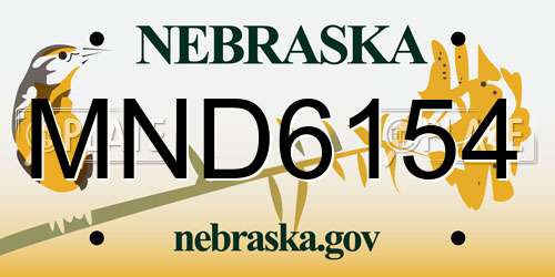 MND6154 Nebraska License Plate