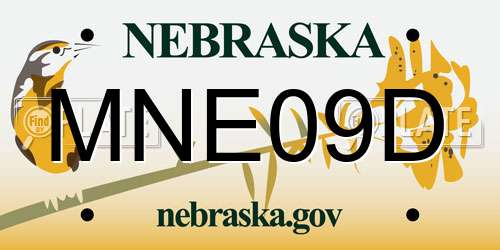 MNE09D Nebraska License Plate