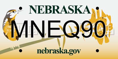 MNEQ90 Nebraska License Plate
