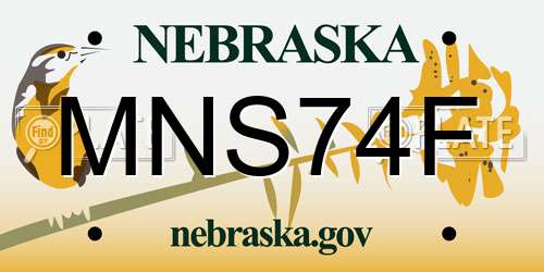 MNS74F Nebraska License Plate