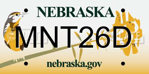 MNT26D Nebraska License Plate