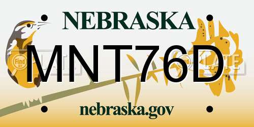 MNT76D Nebraska License Plate
