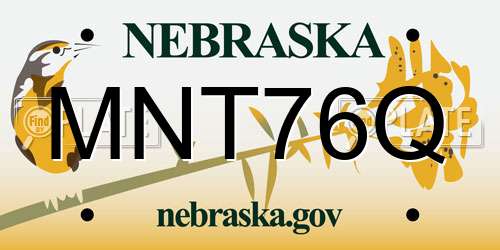 MNT76Q Nebraska License Plate