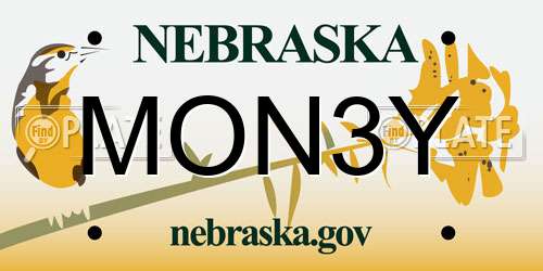 MON3Y Nebraska License Plate