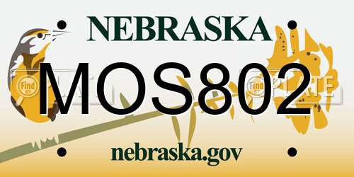 MOS802 Nebraska License Plate