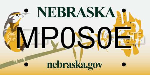 MP0S0E Nebraska License Plate