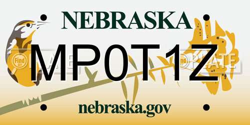 MP0T1Z Nebraska License Plate