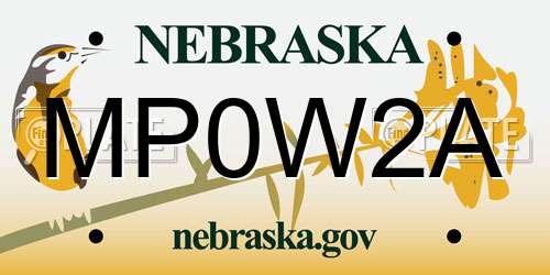 MP0W2A Nebraska License Plate
