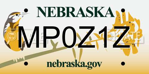 MP0Z1Z Nebraska License Plate