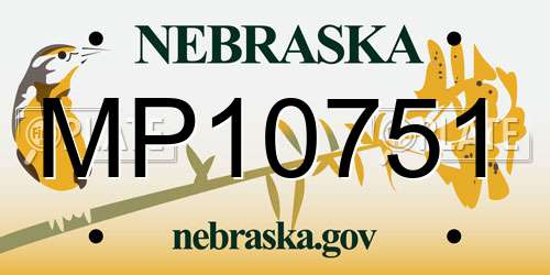 MP10751 Nebraska License Plate