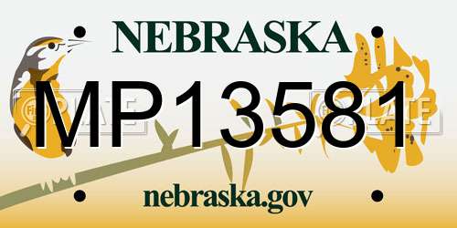 MP13581 Nebraska License Plate