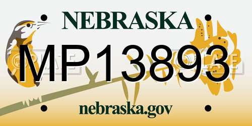 MP13893 Nebraska License Plate