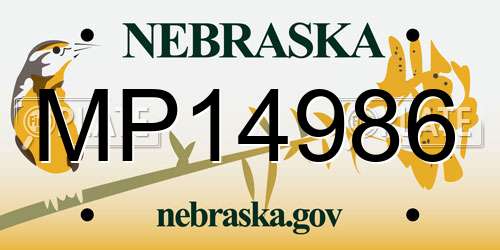 MP14986 Nebraska License Plate