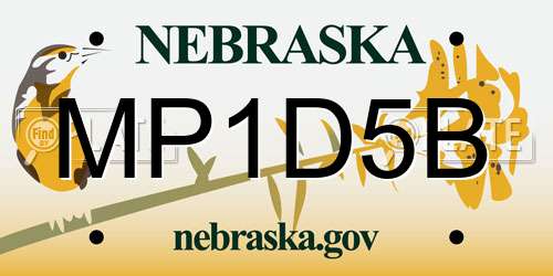 MP1D5B Nebraska License Plate