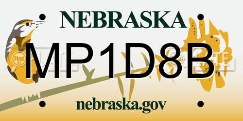 MP1D8B Nebraska License Plate