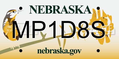 MP1D8S Nebraska License Plate