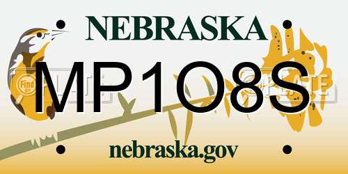 MP1O8S Nebraska License Plate