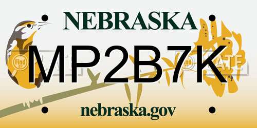 MP2B7K Nebraska License Plate