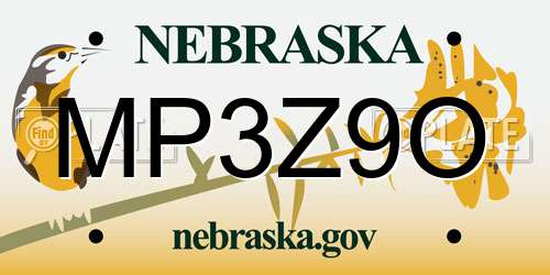 MP3Z9O Nebraska License Plate