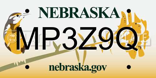 MP3Z9Q Nebraska License Plate