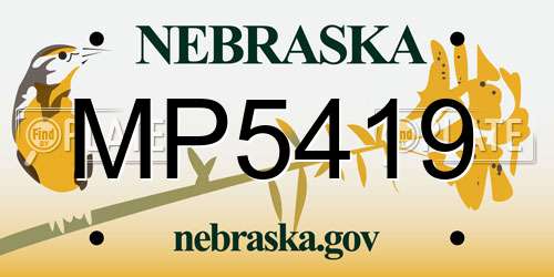 MP5419 Nebraska License Plate
