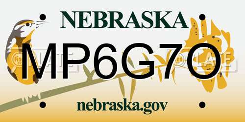 MP6G7O Nebraska License Plate