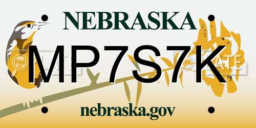 MP7S7K Nebraska License Plate