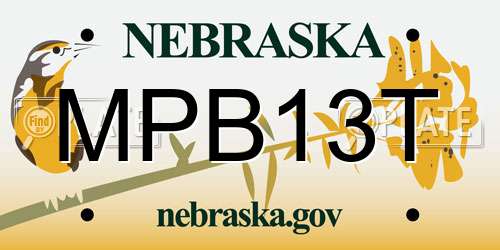 MPB13T Nebraska License Plate