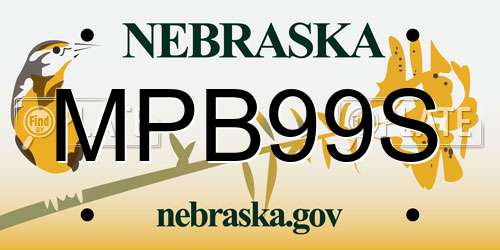 MPB99S Nebraska License Plate