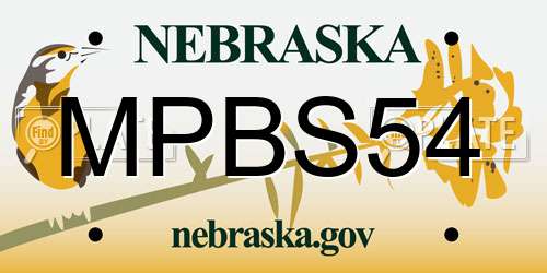 MPBS54 Nebraska License Plate