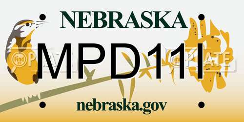 MPD11I Nebraska License Plate