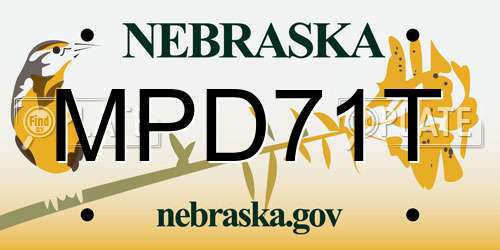 MPD71T Nebraska License Plate