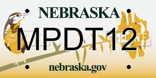 MPDT12 Nebraska License Plate