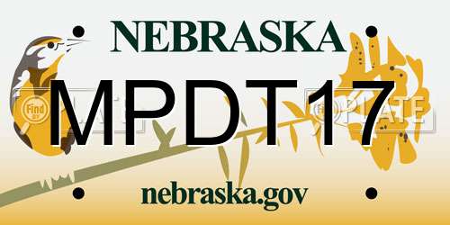 MPDT17 Nebraska License Plate