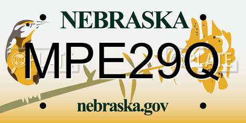 MPE29Q Nebraska License Plate