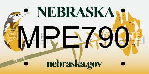 MPE790 Nebraska License Plate