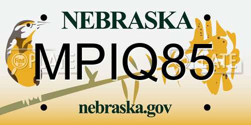 MPIQ85 Nebraska License Plate