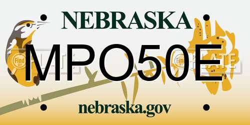 MPO50E Nebraska License Plate