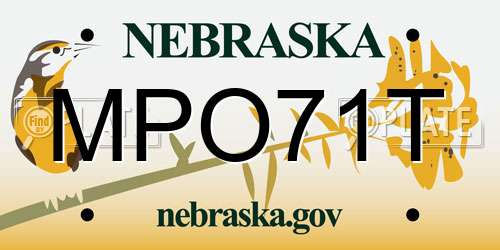 MPO71T Nebraska License Plate