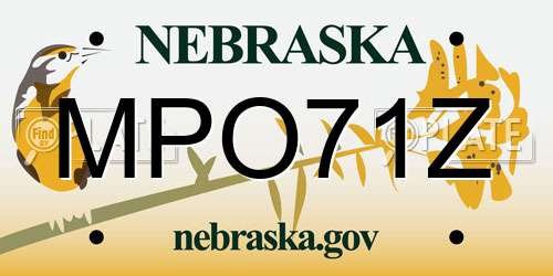 MPO71Z Nebraska License Plate