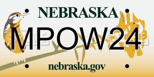 MPOW24 Nebraska License Plate