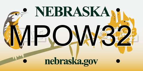 MPOW32 Nebraska License Plate