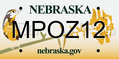 MPOZ12 Nebraska License Plate
