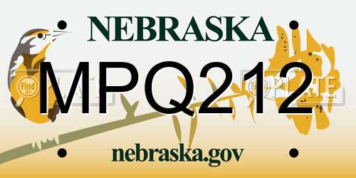 MPQ212 Nebraska License Plate