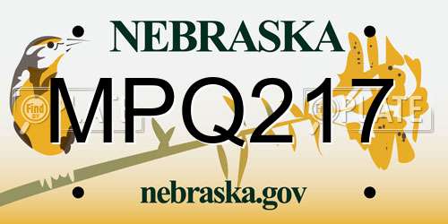 MPQ217 Nebraska License Plate