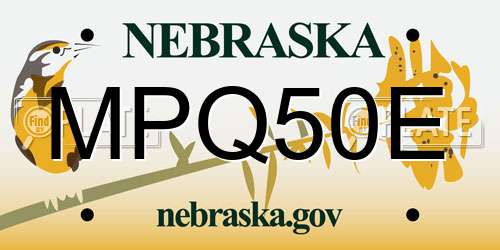 MPQ50E Nebraska License Plate