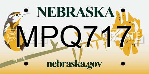 MPQ717 Nebraska License Plate