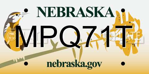 MPQ71T Nebraska License Plate
